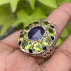 Natural African Blue Sapphire With Original Peridot Silver Ring Original Neelam Gemstone Sterling Silver Ring Real Blue Sapphire Silver Ring