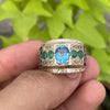 Natural Swiss London Blue Topaz With Zambian Emerald Zamurd Stone Sterling Silver 925 Handmade Ring Real Topaz Ring Real Emerald Ring 925