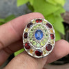 Cornflower Ceylon Blue Sapphire With Natural Peridot Real Garnet Pukhraj Yellow Sapphire Sterling Silver 925 Ring Natural Blue Sapphire Ring