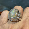 Natural Ethiopian Fire White Opal Sterling Silver Ring Original White Fire Opal Ring Real Fire Opal Ring Top Quality Mens Fire Opal Ring