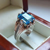 Real Blue Topaz Stone Sterling Silver Ring Original Blue Topaz Ring Real Topaz Stone Ring Fine Quality Mens Swiss Blue Topaz Silver Ring