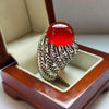 Blood Red Yemeni Aqeeq Stone Ring Natural Yamani Akik Shia Ring Original Yamni Haqeeq Stone Sterling Silver Handmade Ring Blood Red Aqeeq