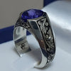 Royal Blue Ceylon Blue Sapphire Stone Silver Ring Natural Blue Sapphire Stone Ring Original Blue Sapphire Ceylon Ring Mens Sapphire Ring