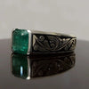 Natural Indian Emerald Stone Silver 925 Ring Real Indian Emerald Ring Original Indian Zamurd Stone Ring Mens Zamurd Mens Ring Indian Emerald