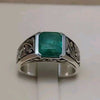 Natural Indian Emerald Stone Silver 925 Ring Real Indian Emerald Ring Original Indian Zamurd Stone Ring Mens Zamurd Mens Ring Indian Emerald