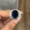 Dark Royal Blue Sapphire Neelam Stone Sterling Silver Ring Natural Sapphire Ring