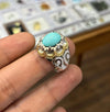 Rare Old Natural Neeshapuri Feroza Turquouise Stone Silver Ring Genuine Feroza