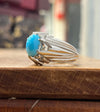 Natural Turquoise Stone Silver Ring Original Firoza Feroza Ring Real Feroza Ring