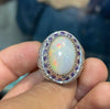 Mens Natural Ethiopian Fire Opal Stone Silver Ring Real Opal Ring Mens Opal Ring