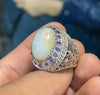 Mens Natural Ethiopian Fire Opal Stone Silver Ring Real Opal Ring Mens Opal Ring