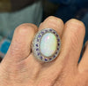 Mens Natural Ethiopian Fire Opal Stone Silver Ring Real Opal Ring Mens Opal Ring