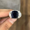 Dark African Blue Sapphire Neelam Stone Silver Ring Natural Blue Sapphire Ring