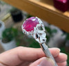 Natural African Red Ruby Stone Silver Ring Real Ruby Yaqoot Mens Ruby Ring