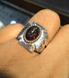 Fire Black Opal Silver Ring Black Fire Opal Mens Ring Real Black Opal Fire Ring