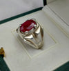 Blood Red African Ruby Ring Natural Original African Ruby Yaqoot Silver Ring Men