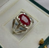 Blood Red African Ruby Ring Natural Original African Ruby Yaqoot Silver Ring Men