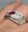 African Ruby Ring Real Natural Original Untreated Ruby Yaqoot Silver Band Mens