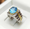 Natural Swiss London Blue Topaz Silver Ring Real Blue Topaz Ring Topaz Mens Ring