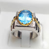 Natural Swiss London Blue Topaz Silver Ring Real Blue Topaz Ring Topaz Mens Ring