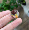 Original Brown Yemeni Aqeeq Ring Blood Red Underlight Natural Yamani Akik Ring