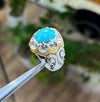 Rare Old Natural Neeshapuri Feroza Turquouise Stone Silver Ring Genuine Feroza