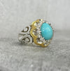 Rare Old Natural Neeshapuri Feroza Turquouise Stone Silver Ring Genuine Feroza