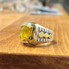 Original Real Ceylon Yellow Sapphire Pukhraj Stone Sterling Silver 925 Mens Ring