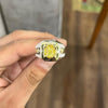 Original Real Ceylon Yellow Sapphire Pukhraj Stone Sterling Silver 925 Mens Ring