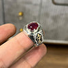 Natural African Ruby Ring Real Original Ruby Mens Ring Ruby Gemstone Silver Ring