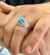 Natural Turquoise Stone Silver Ring Original Firoza Feroza Ring Real Feroza Ring