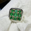 Natural Zambian Emerald Multi Stone Silver Ring Original Zambian Zamurd Ring 925