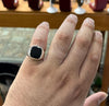 Original Yemeni Black Aqeeq Akik Haqeeq Stone Sterling Silver Handmade Ring Mens