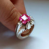 Pink Zirconium Sterling Silver Ring Real Pink Zircon Ring Mens Zirconium Ring