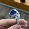 African Blue Sapphire Stone Silver Ring Real Untreated Sapphire Ring For Mens