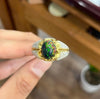 Natural Ethiopian Fire Black Opal Stone Sterling Silver Ring AAA Quality Opal