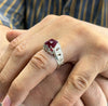 Square Cut Pigeon Blood Red Ruby Mens Ring Natural African Ruby Ring Red Yaqoot