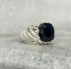 Dark African Blue Sapphire Neelam Stone Silver Ring Natural Blue Sapphire Ring