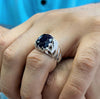 Dark African Blue Sapphire Neelam Stone Silver Ring Natural Blue Sapphire Ring