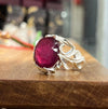 Natural African Red Ruby Stone Silver Ring Real Ruby Yaqoot Mens Ruby Ring