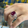 Natural African Red Ruby Stone Silver Ring Real Ruby Yaqoot Mens Ruby Ring