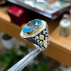 Gold Plated Original Natural Blue Topaz Swiss London Stone Sterling Silver Ring