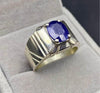 Deep Blue African Blue Sapphire Stone Silver Ring Real Original Sapphire Ring