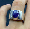 Deep Blue African Blue Sapphire Stone Silver Ring Real Original Sapphire Ring