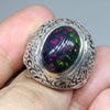 Original Natural Ethiopian Fire Black Opal Stone Silver Ring Real Black Opal