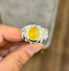 Original Yellow Aqeeq Zard Akik Haqeeq Yemeni Haqeeq Stone Sterling Silver Ring