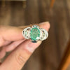 Natural Indian Emerald Stone Silver Ring Real Indian Emerald Ring Genuine Zamurd