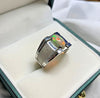 Natural Ethiopian Fire White Opal Mens Ring Real Opal Ring Natural Opal Ring 925