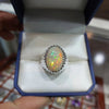 Natural White Fire Opal Stone Silver Ring Real Ethiopian White Fire Opal Ring