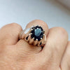 Dark African Blue Sapphire Silver Ring Real Sapphire Ring Natural Sapphire Ring