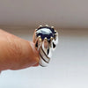 Dark African Blue Sapphire Silver Ring Real Sapphire Ring Natural Sapphire Ring